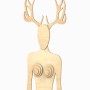 Wooden Female Body Form on Stand Deer Head