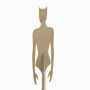 Wooden Female Body Form on Stand Cat Head