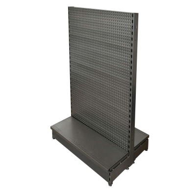 Low Base Double Sided Pegboard Gondola Black/Hammertone