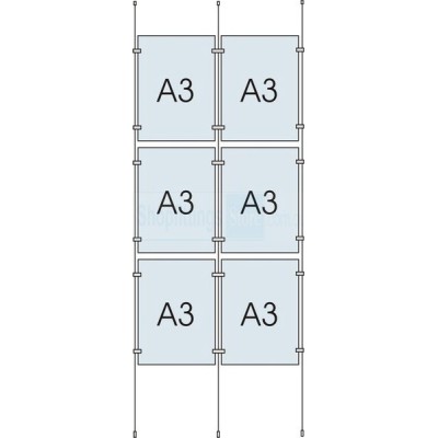 Cable Display Kit 6x A3 Sign Holder Portrait