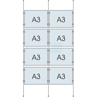 Cable Display Kit 8x A3 Sign Holder Landscape