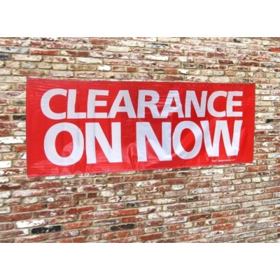 "CLEARANCE ON NOW" - PVC Sale Banner (incl. ropes)