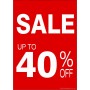 "SALE UP TO 40% OFF" - Sign Cards A4 - 5 Pack 