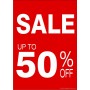 "SALE UP TO 50% OFF" - Sign Cards A4 - 5 Pack 