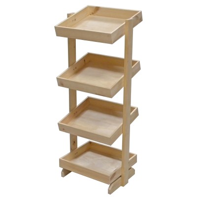 4 Tier Wooden Grocery Display Stand