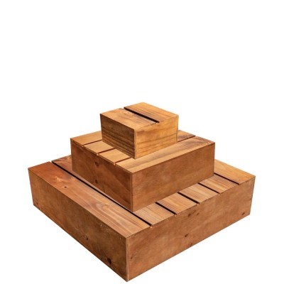 Grocery Display 3-Tier Wooden Platform Display