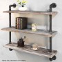 DIY Industrial Pipe Timber Shelves 3 levels Wide