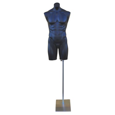 Male Plastic Torso with Base Black